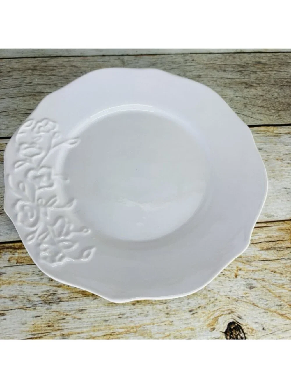 Better Homes And Gardens SUMMERDALE ROSE WHITE Stoneware Lunch Salad Plate Set 4